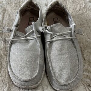 104. Hey Dude Women's Silver Shoes